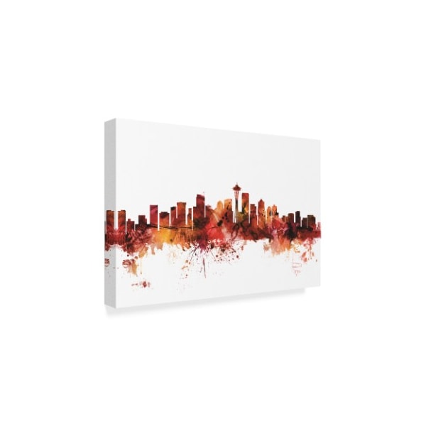 Michael Tompsett 'Seattle Washington Skyline Red' Canvas Art,16x24